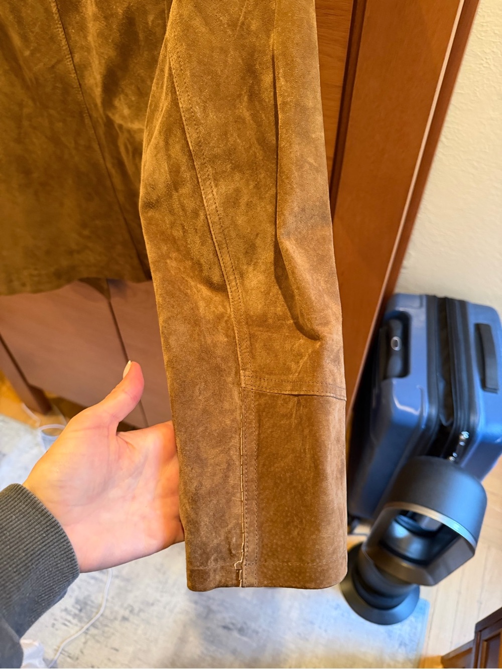 Esprit Suede Leather Jacket in Tan Brown - Picture 4 of 4
